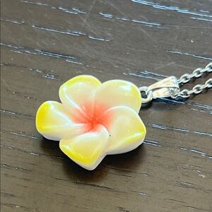 Floral Charm Necklace with Yellow and Pink Accents